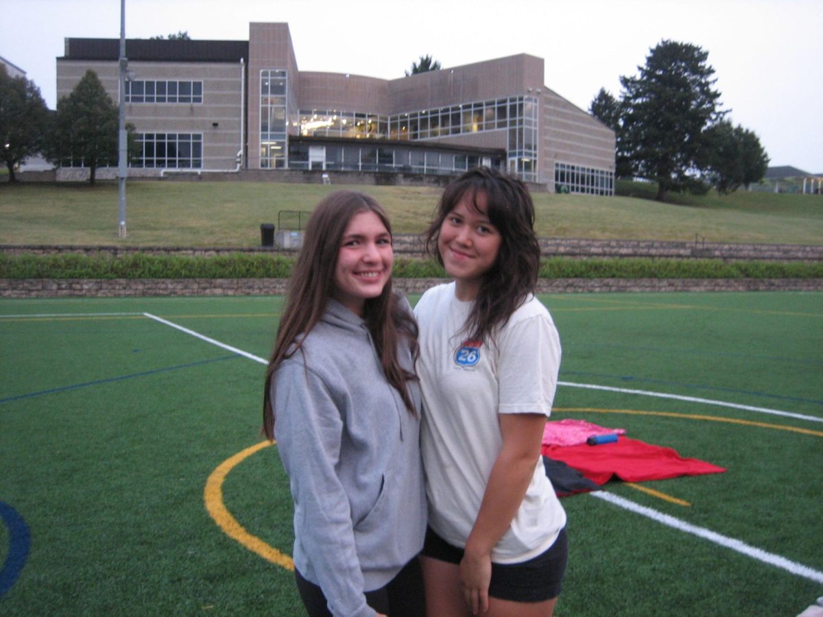 Senior Ellie Krause(on the left) taking a photo with Senior Sabrina Donovan at the Senior Sunrise!